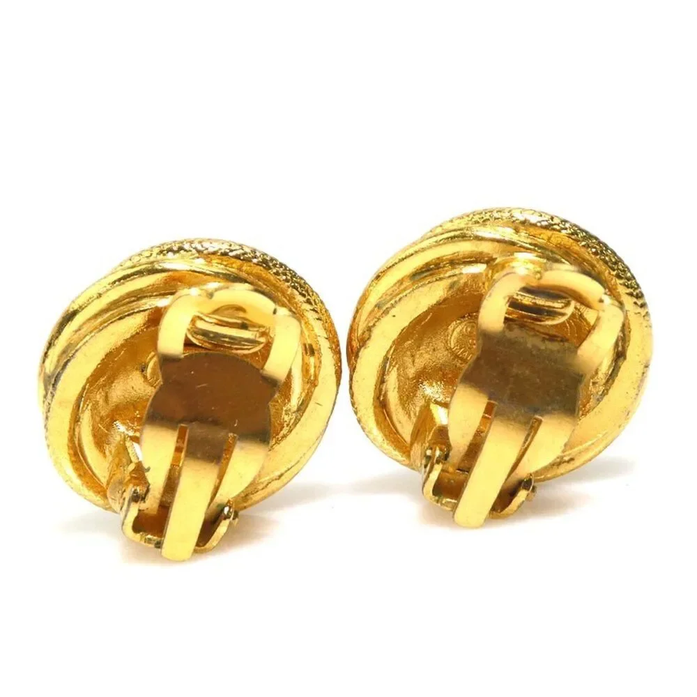 CHANEL Gold Logo Earrings